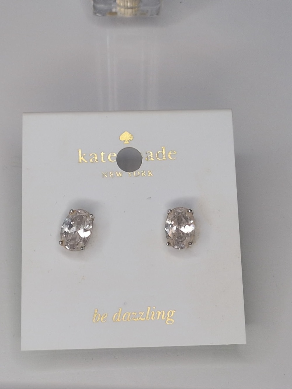 kate spade Clear Oval Crystal Stud Earrings in Silver-Tone